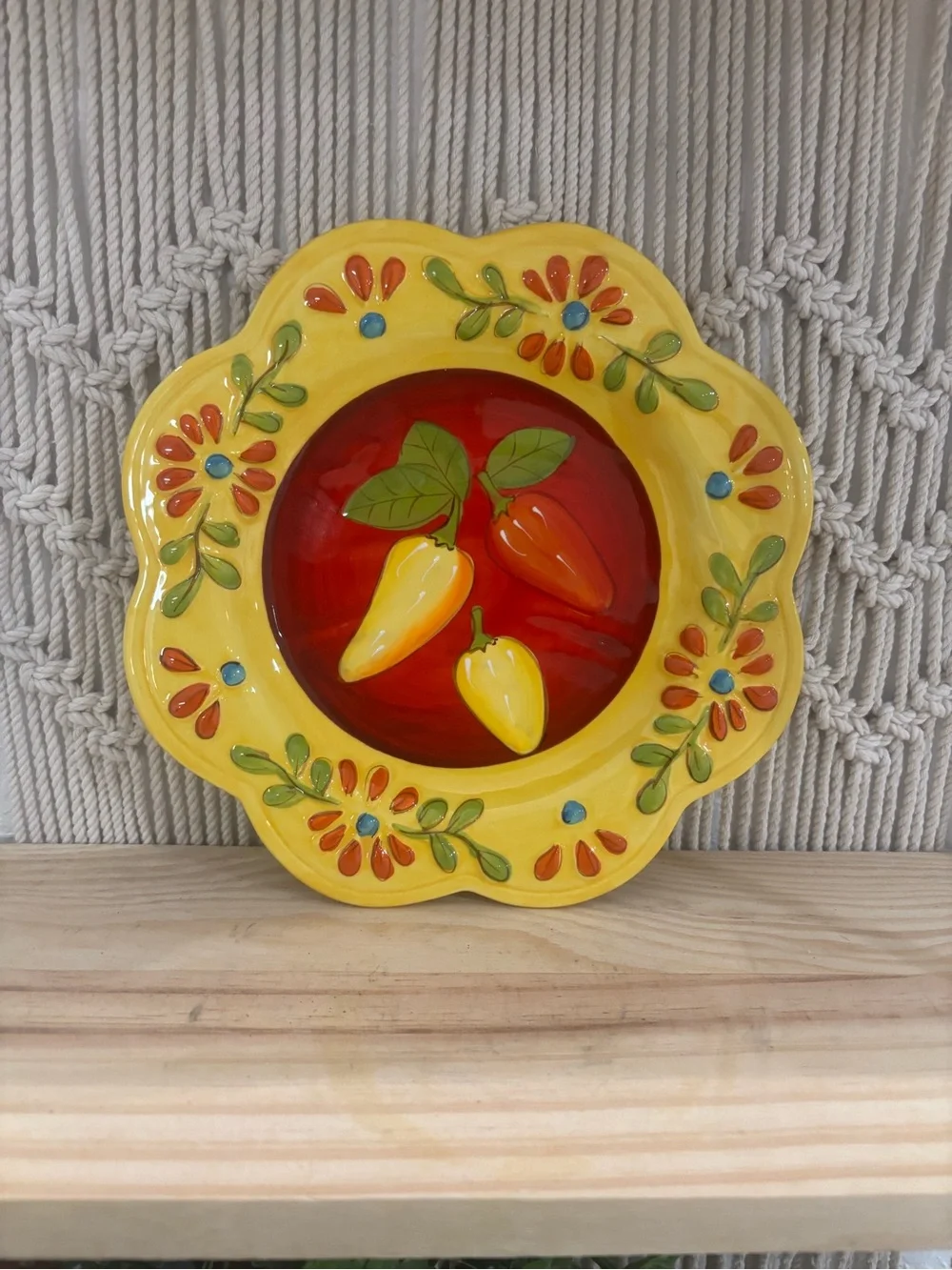 Pier 1 Imports hand-painted earthenware Flores salad plate 8.5 inches
